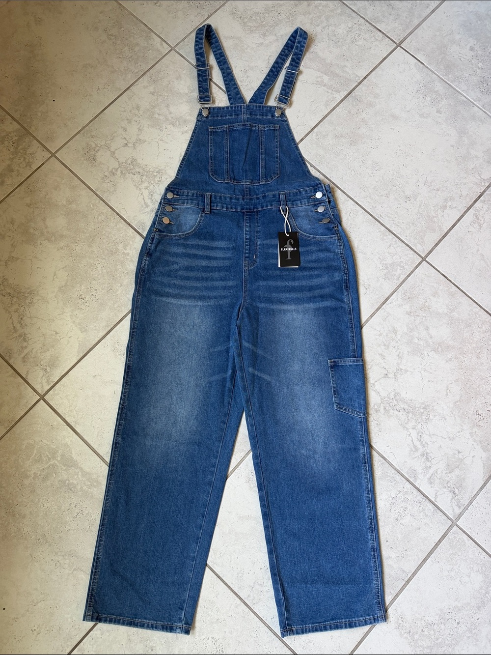 Women’s Blue Denim Overalls with Utility Pocket